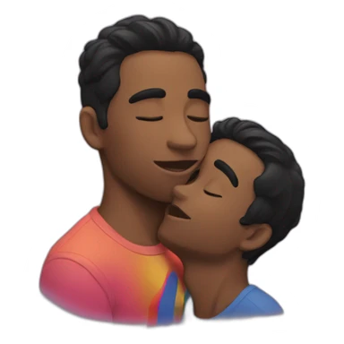 Black hair gay kiss sticker