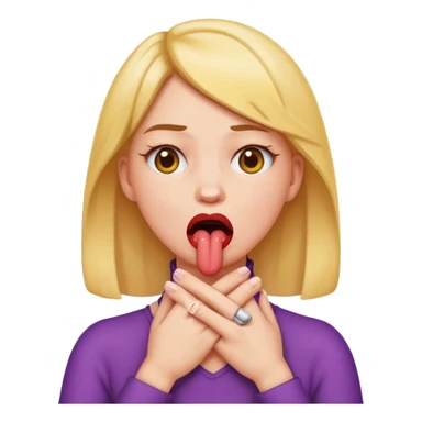 criss cross hands around throat choking self woman emoji tongue out  sticker