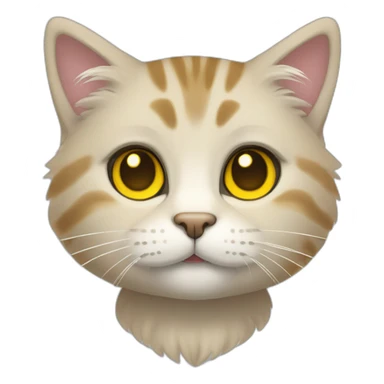 light tabby cat head little fluffy and cute smile with yellow eyes and black public sticker
