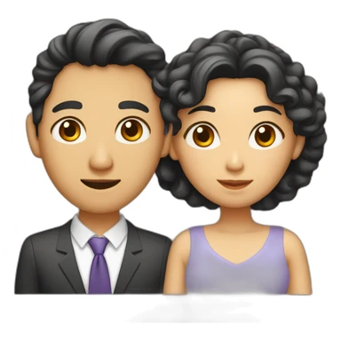 a couple (1st asian woman and 2nd man with curles) sticker