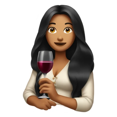 Tanned woman with long black hair drinking wine  sticker