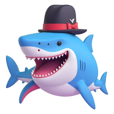shark wearing a top hat sticker
