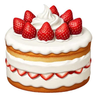 white cake with whole strawberries and whipped cream on top sticker