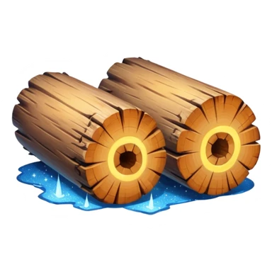 two logs, one propped up sideways on the bottom log, with a sparkle in the foreground sticker
