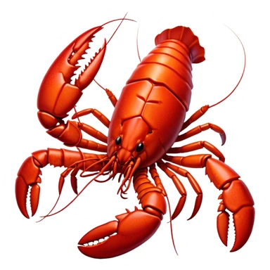 Cinematic bright red rock lobster, detailed hard shell, claws slightly open, freshly cooked, warm glowing tones, rich and indulgent. sticker