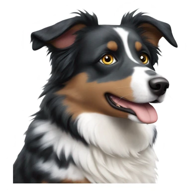 Australian Shepherd, blue heeler mixed dog with one  blue eye and one brown eye with black and white fur sticker