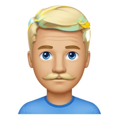 normal emoji 👨🏼 guy with blond hair, mustache, and blue eyes. No shoulders or neck. Just head. Hair a little mussed and stylish sticker