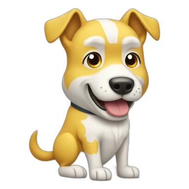 yellow and white dog with muscles and thumbs up showing the whole body sticker