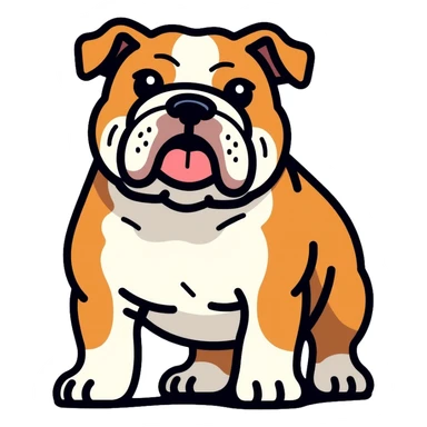 full body bulldog standing, muscular stocky build, short legs sticker