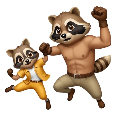 Man punching a raccoon  sticker