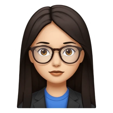 Cabelo preto liso olhos castanho cor da pele parda óculos mulher cabelos compridos sticker