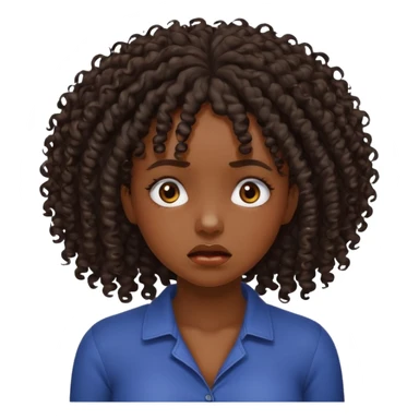 Beautiful dark skinned girl stressed kinky curly hair breaking off sticker