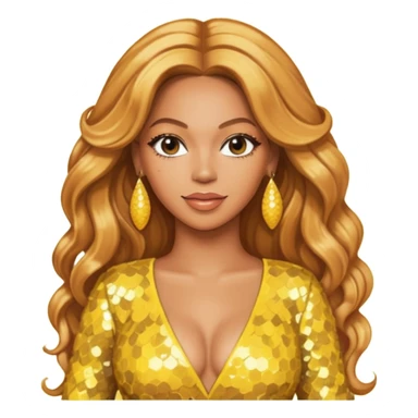 Beyonce with long strawberry blonde hair, yellow sequin outfit and earrings  sticker