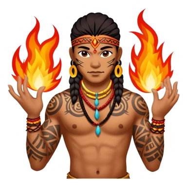 Hawaiian fire dancers with lots of tribal tattoos sticker
