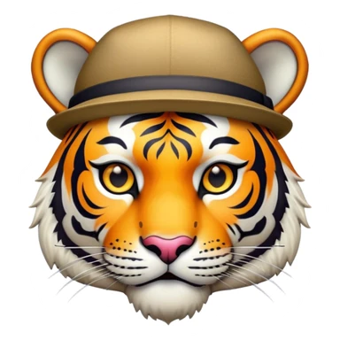 tiger face wearing stylish hat for Twitch emote sticker