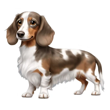 Tri Merle long haired Dachshund with brown haired   sticker