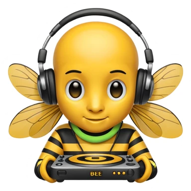 DJ bee with headphones sticker