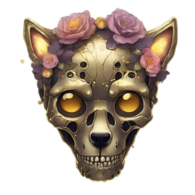 iridescent kintsugi fluffy zombie black brown gold dog fox head zombie skull skeleton gold mechanical nebula galaxy stars colorful flowers fairy lights vintage zombie sticker