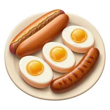 Two boiled eggs and two breakfast sausage restaurant style sticker