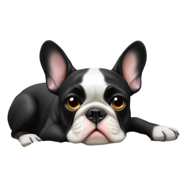 Black-and-tan French bulldog laying on big pile of gold coins sticker