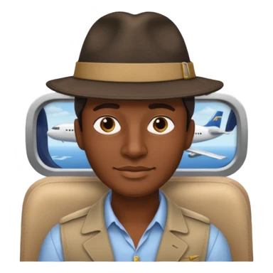 Visage homme créole réunionnais avec chapeau arrive avion sticker