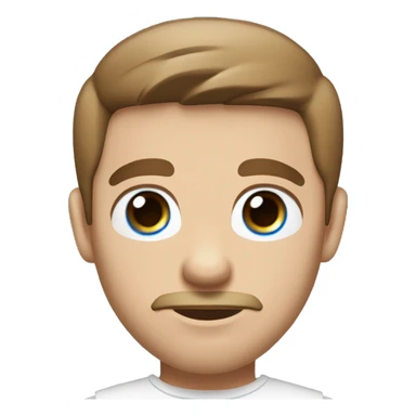 A guy with blue eyes, light white skin, shaved brown hair under 0.5, a little beard on his chin, wearing a white T-shirt, a silver earring piercing with a cross on one ear. sticker