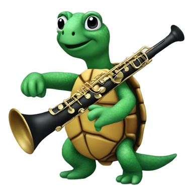 turtle playing the clarinet sticker