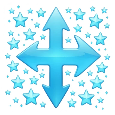 fait moi un émojie discord avec une fleche verre le haut bleu avec la bout un peu separer et des etoile a coté sticker