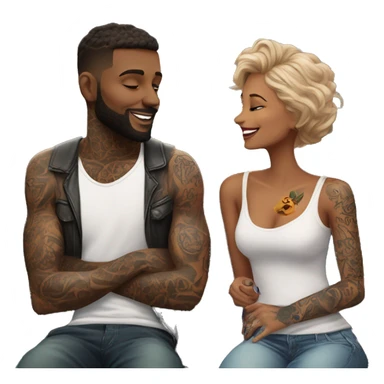 Romantic movie theater date for beautiful tattooed couple sticker