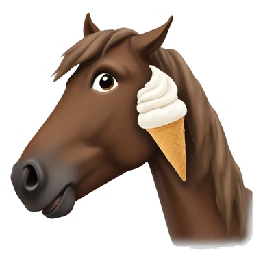 A horse eating chocolate ice cream sticker