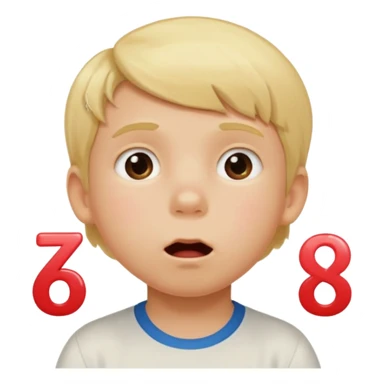 Blonde kid drooling with numbers 6 and 7 next to him  sticker