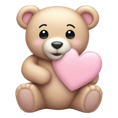 light pink teddy bear holding a heart smiling sticker
