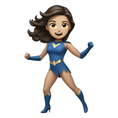 White Female brunette Super hero dancing  sticker
