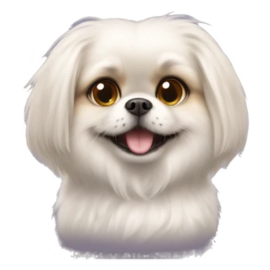 A pet a white dog Pekingese very fluffy with a smile of a cat from Alice in Wonderland  sticker