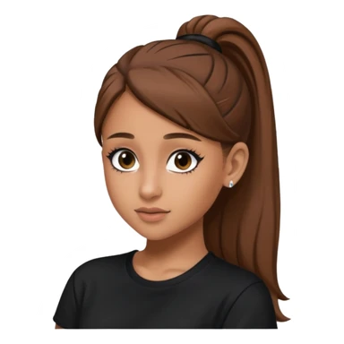 Ariana Grande high ponytaw with brown hair and with black thsirt and and eyeliner make her look 20 sticker