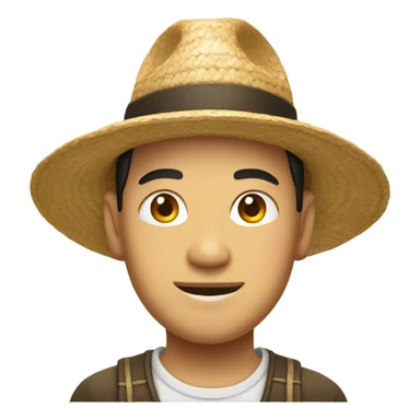 Chinese man with a straw hat sticker