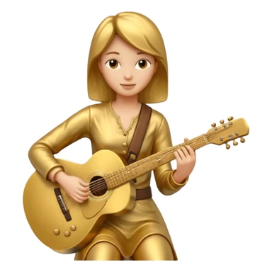 fully golden statue female guitarist sticker