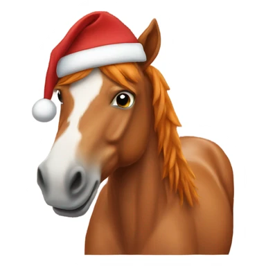 ginger horse with a santa hat sticker