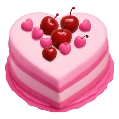 Pink heart cake with cherries sticker