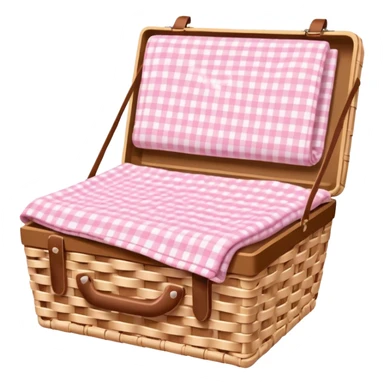 picnic basket with light pink gingham blanket sticker