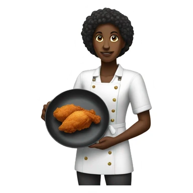 Melanated person holding a plate fried chicken sticker