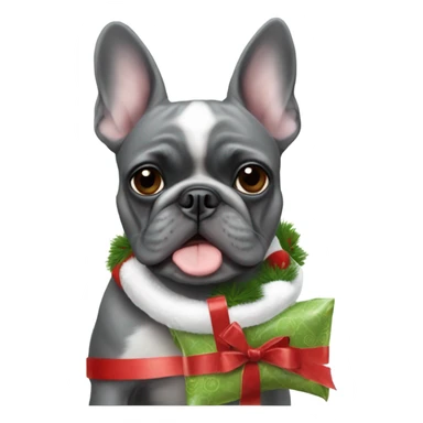 Totally gray French bulldog with a brussels griffon and a boston terrier Christmas   sticker