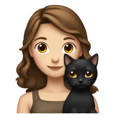 brown hair girl holding a black cat  sticker