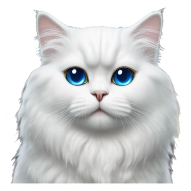 White Persian cat with blue eyes on crescent moon  sticker