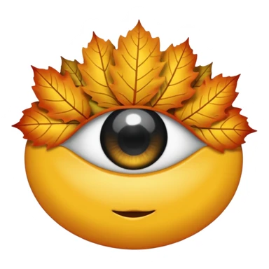 feuille d'érable couleur vermeille, deux yeux ronds noirs brillants sticker