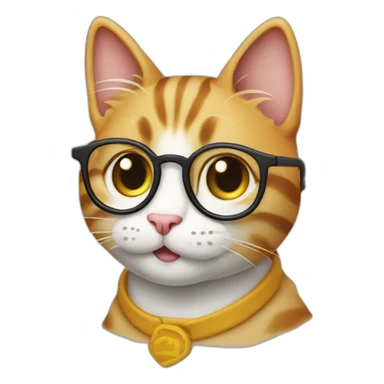 cat nerd smile glasses figer up sticker