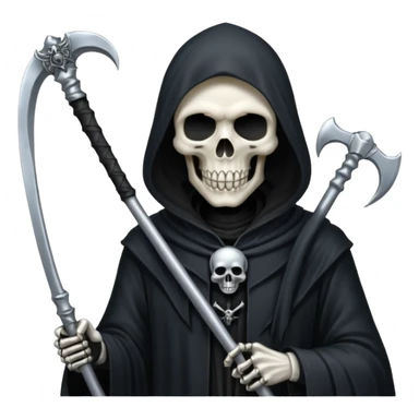 Silver skull Grim Reaper gothic With a scythe  sticker
