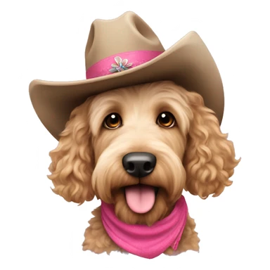 Cowgirl labradoodle with pink hat sticker