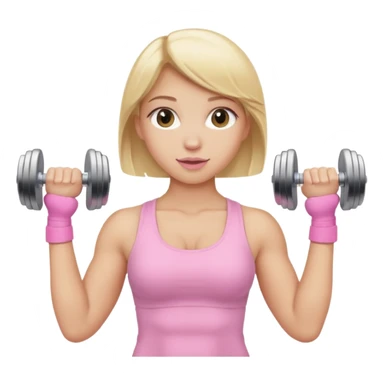Blonde lean girl wearing baby pink lifting two dumbbells sticker