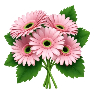 bouquet Soft Pink Gerbera Daisy, luxuriant, leaf, bud sticker